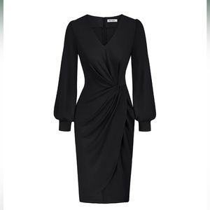 JASAMBAC Long Sleeve V Neck Twist Front Split Stretchy Bodycon  Dress size 2x